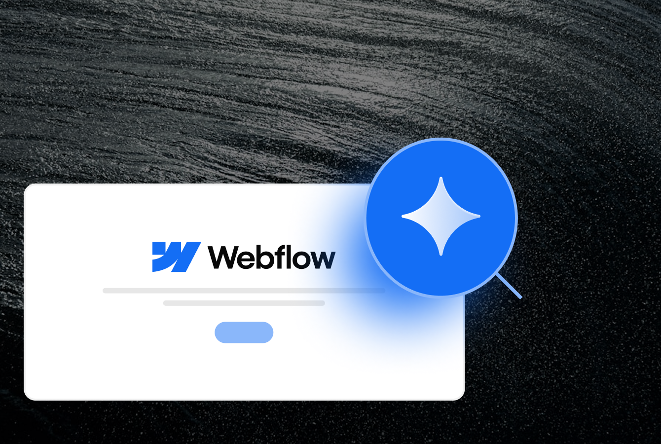 Section titled 'What we optimize' featuring the Webflow logo inside a stylized interface element with a blue sparkle icon.